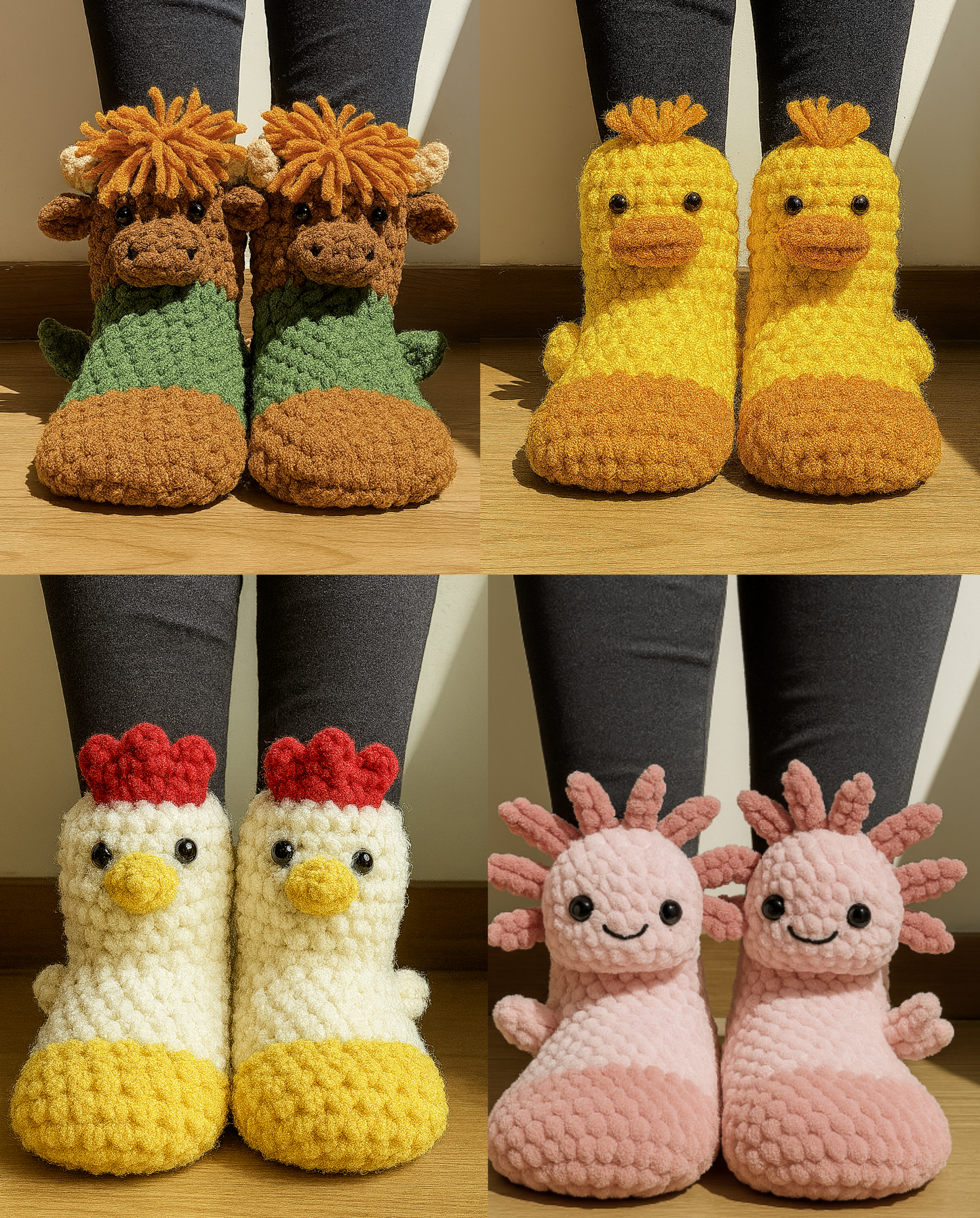 4 Slippers Crochet Pattern Bundle