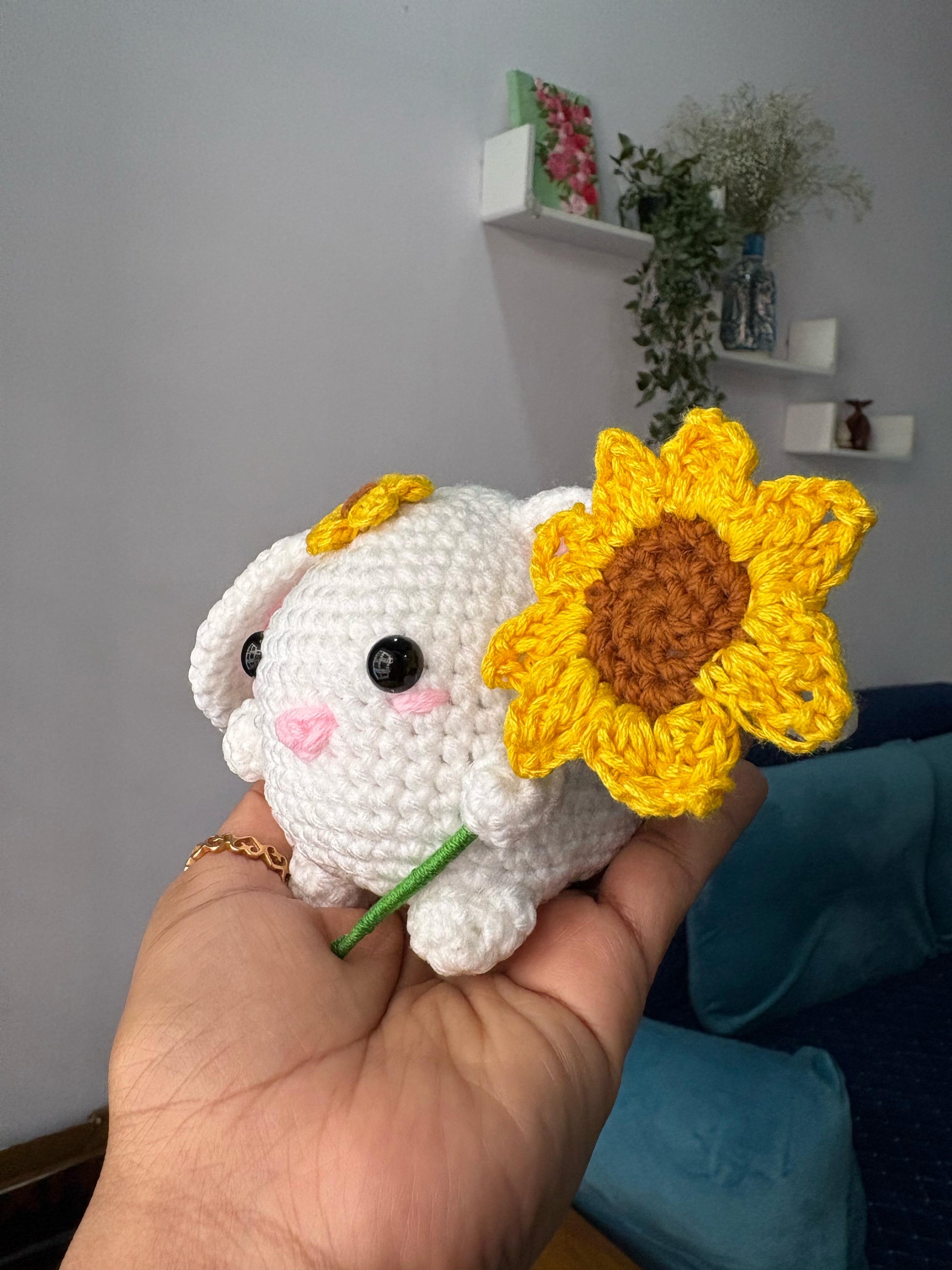 Cute Bibi Bunny Amigurumi Crochet Pattern - Digital Sunflower Craft for Spring