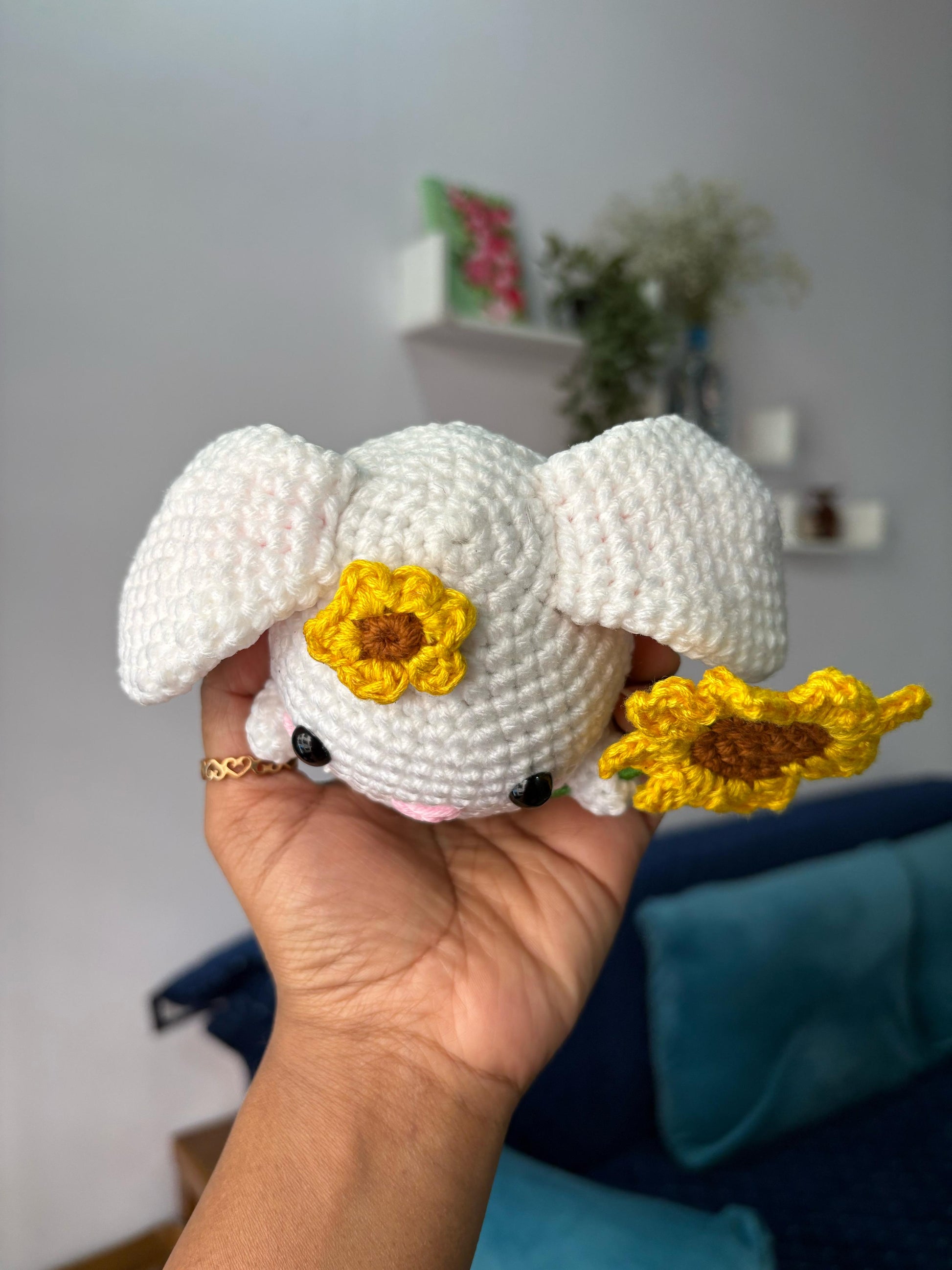 Cute Bibi Bunny Amigurumi Crochet Pattern - Digital Sunflower Craft for Spring