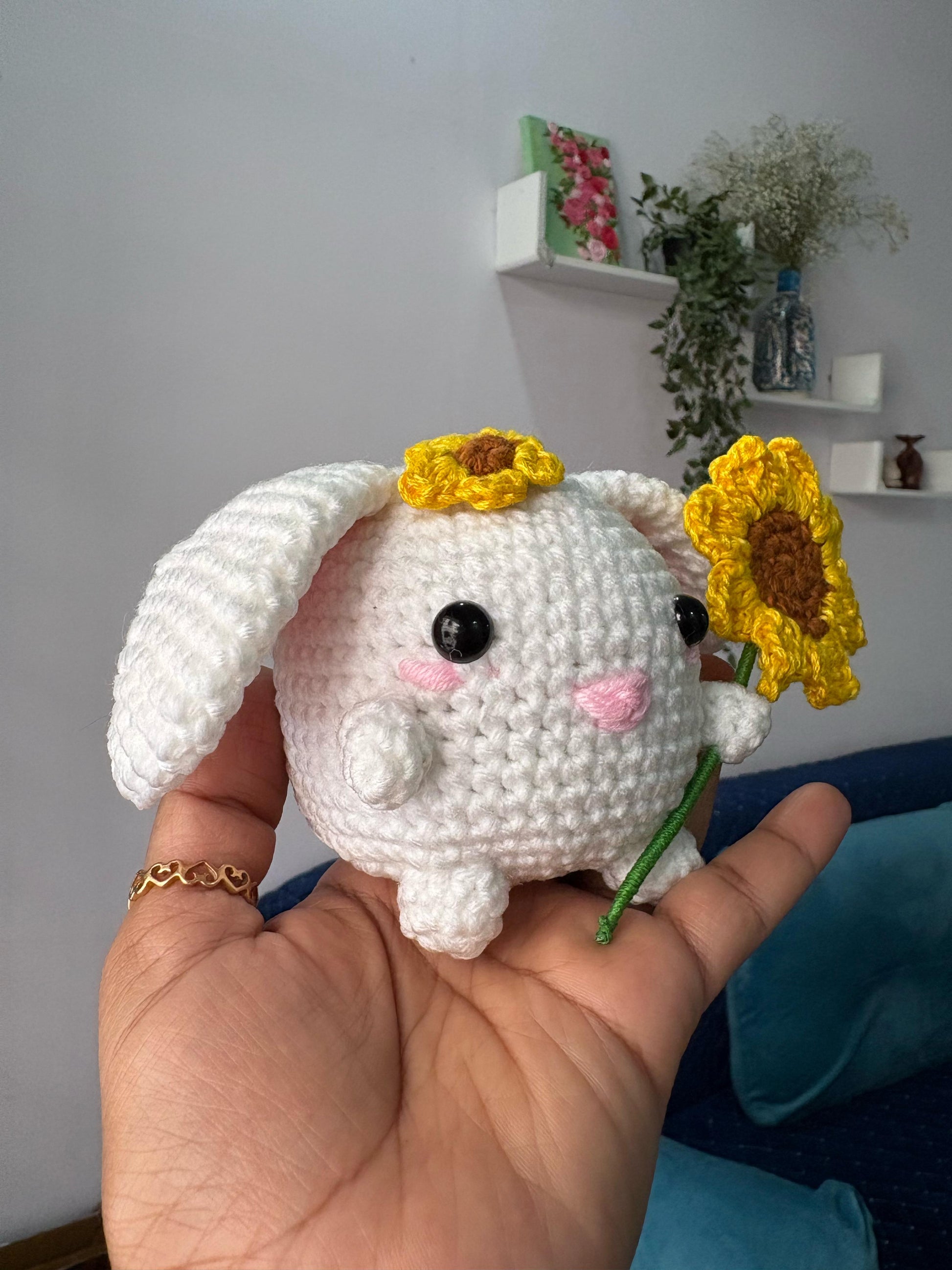 Cute Bibi Bunny Amigurumi Crochet Pattern - Digital Sunflower Craft for Spring
