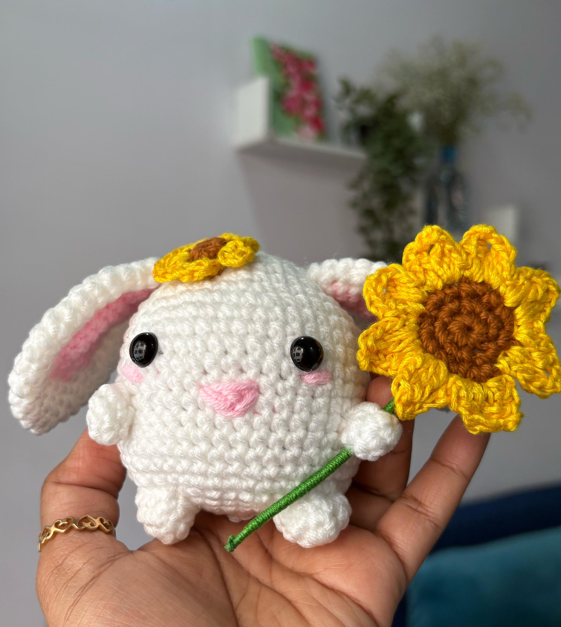 Cute Bibi Bunny Amigurumi Crochet Pattern - Digital Sunflower Craft for Spring