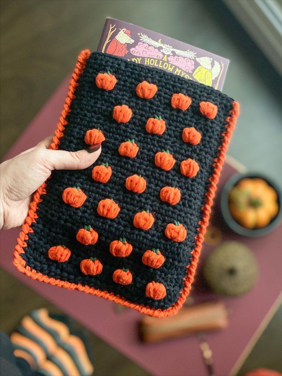 Charming Crochet Pumpkin Book Cover Pattern - Digital Download for Tablets & E-Readers