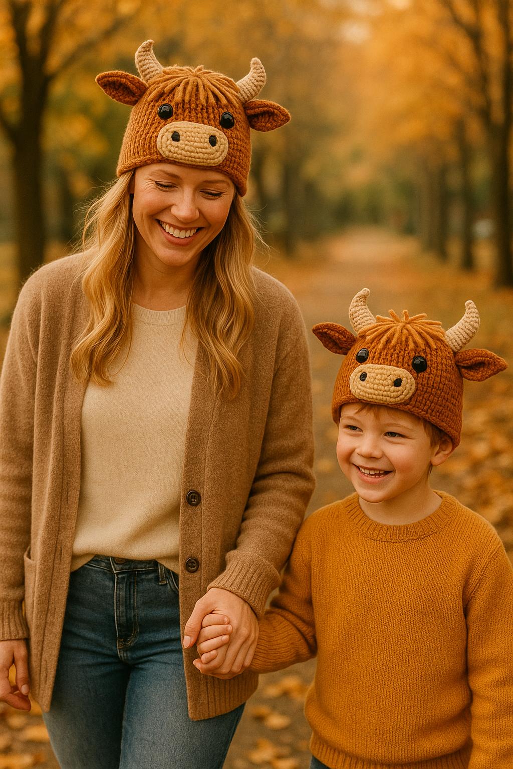Beanie Highland Cow - Crochet Pattern (Adult + Kid Size)