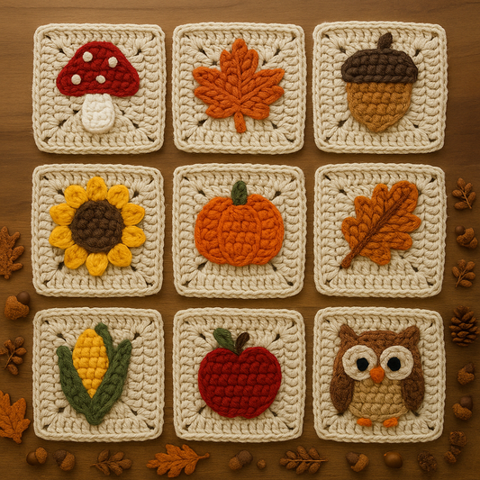 10 Autumn Granny Squares - Crochet Patterns
