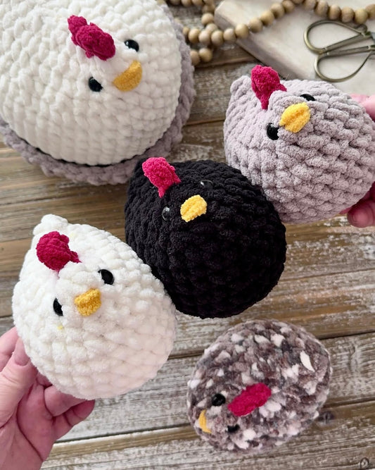 Chubby Cluckie Crochet Chicken Pattern - Easy No-Sew Amigurumi Farm Fowl