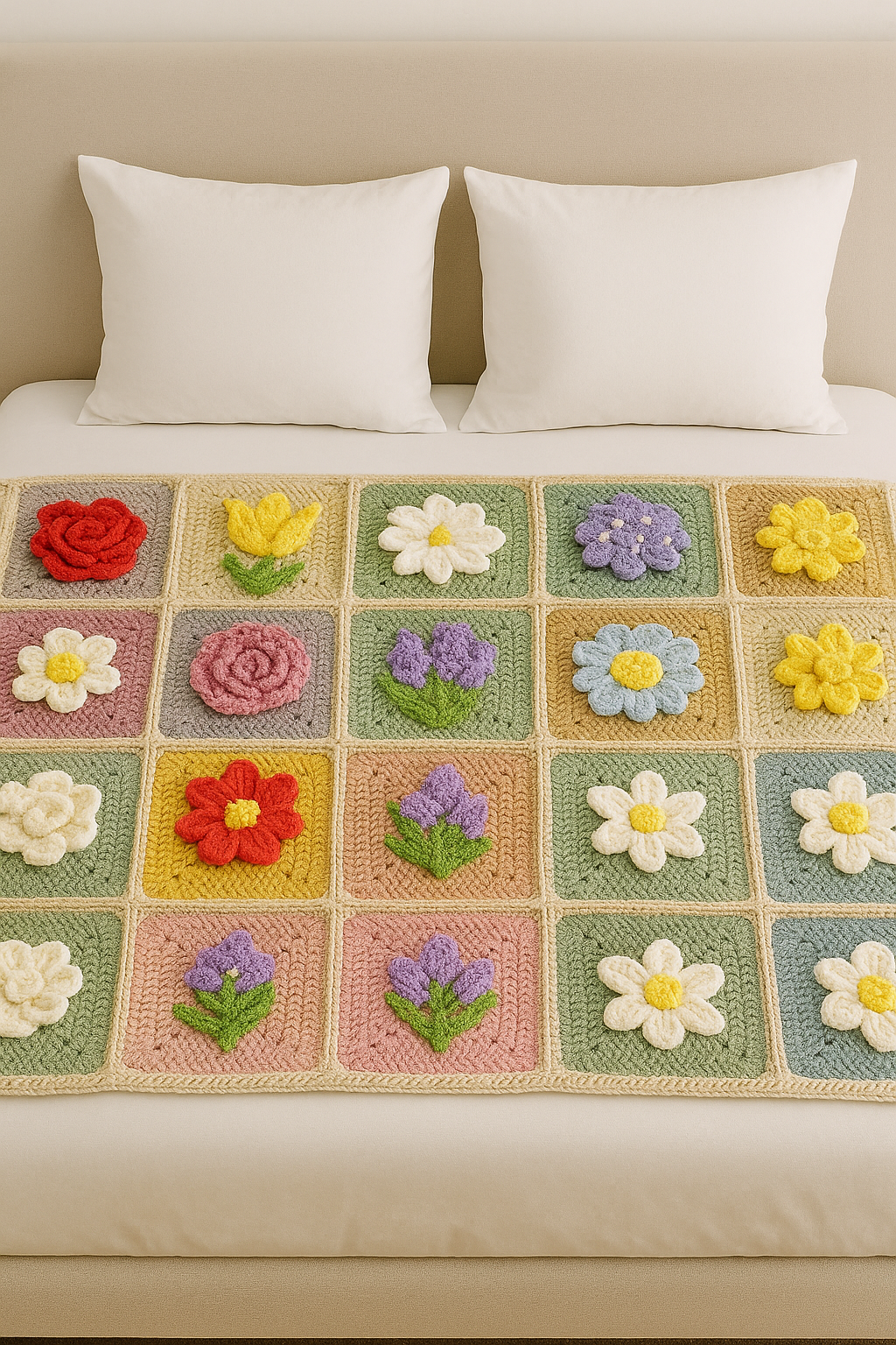 20 Beautiful Flower Granny Square Crochet Patterns Bundle for Handmade Gifts