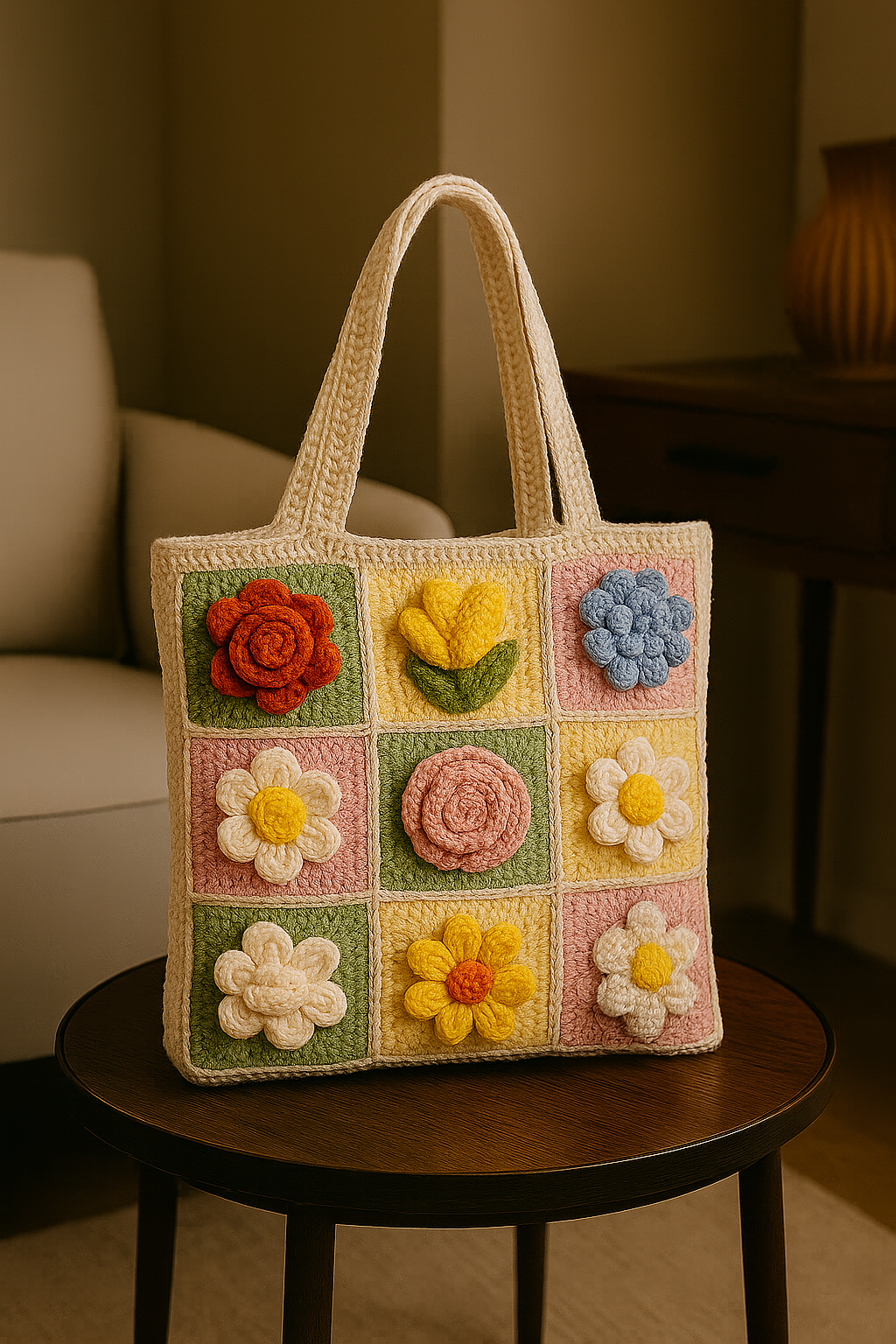 20 Beautiful Flower Granny Square Crochet Patterns Bundle for Handmade Gifts