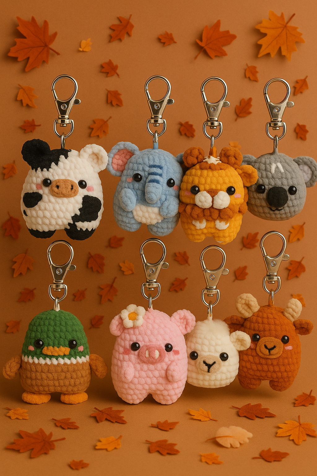 Adorable Animal Crochet Keychain Pattern Bundle: 10 Beginner-Friendly DIY Amigurumi Designs