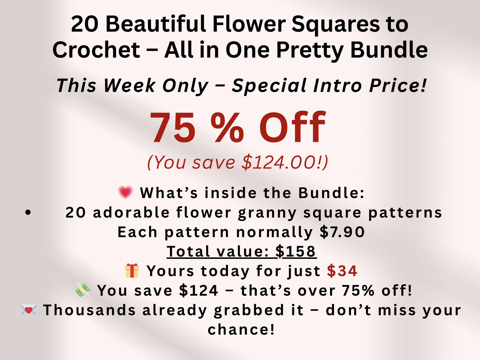 20 Beautiful Flower Granny Square Crochet Patterns Bundle for Handmade Gifts