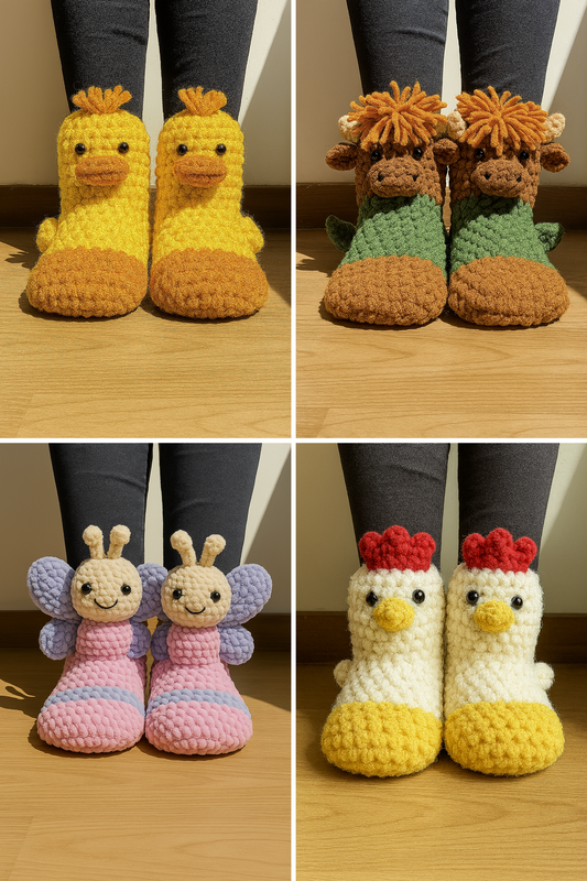 4 Crochet Slippers Bundle - Crochet Patterns