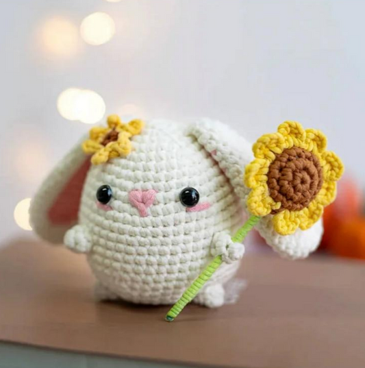 Cute Bibi Bunny Amigurumi Crochet Pattern - Digital Sunflower Craft for Spring