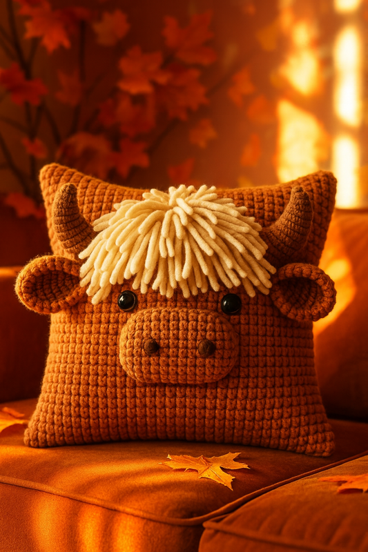 Pillow Highland Cow - Crochet Pattern