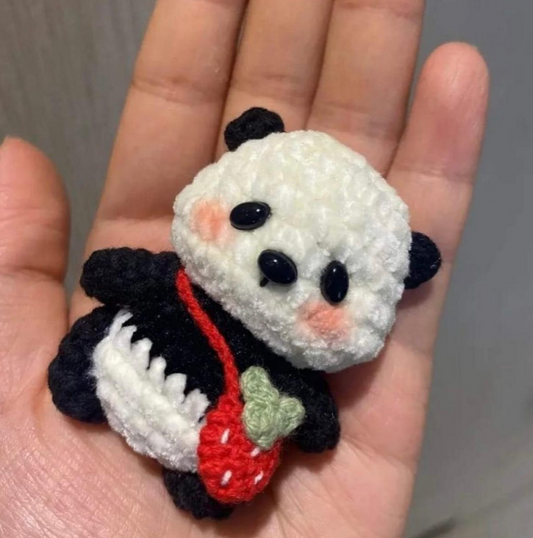 Delightful Mini Panda Amigurumi Crochet Pattern with Strawberry Backpack